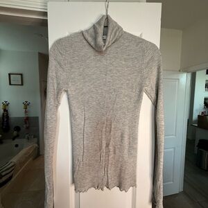 Vince Light Gray Ribbed Turtleneck